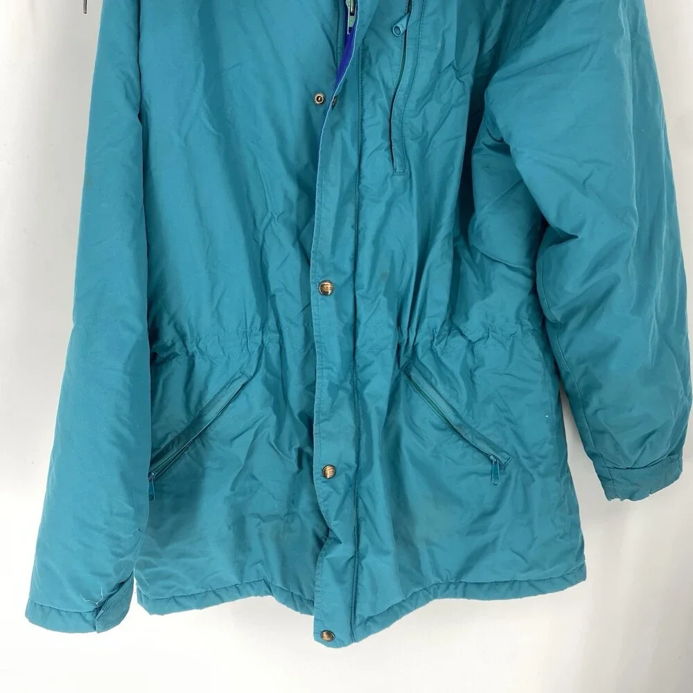 Vintage 80s L.L. Bean Penobscot Parka Teal Hooded Jacket No Size USA Made